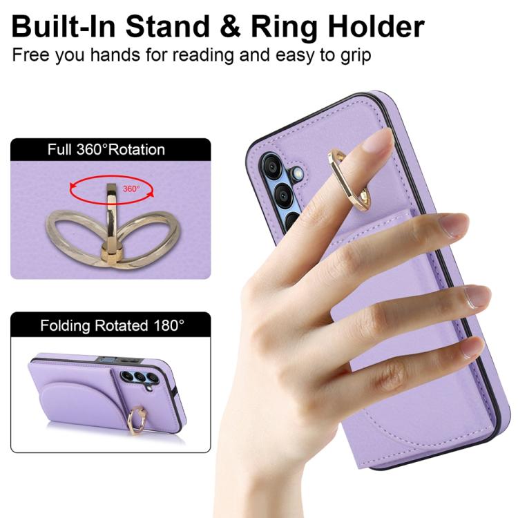 For Samsung Galaxy A15 4G / 5G Ring Holder Card Bag Skin Feel Phone Case