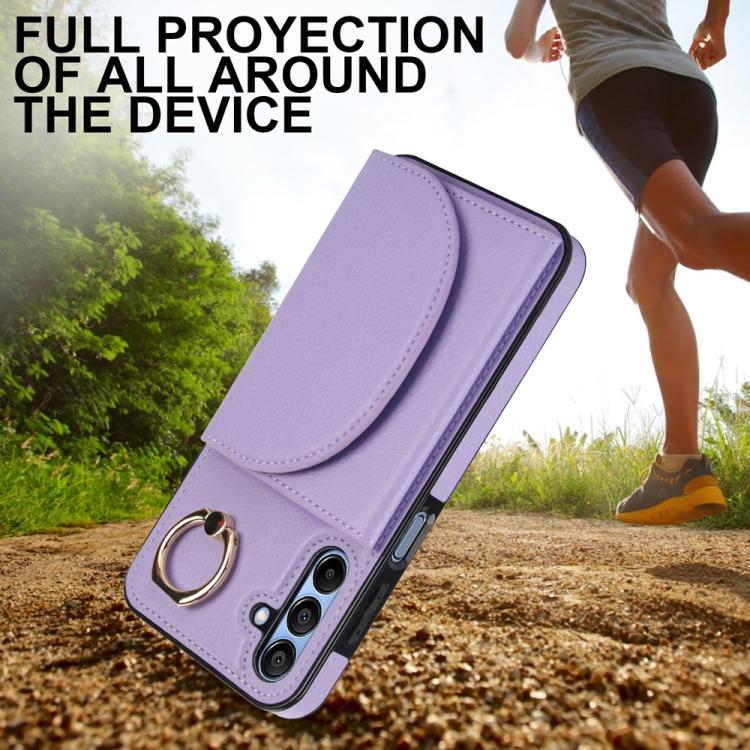For Samsung Galaxy A15 4G / 5G Ring Holder Card Bag Skin Feel Phone Case