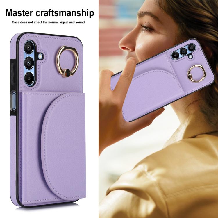 For Samsung Galaxy A15 4G / 5G Ring Holder Card Bag Skin Feel Phone Case