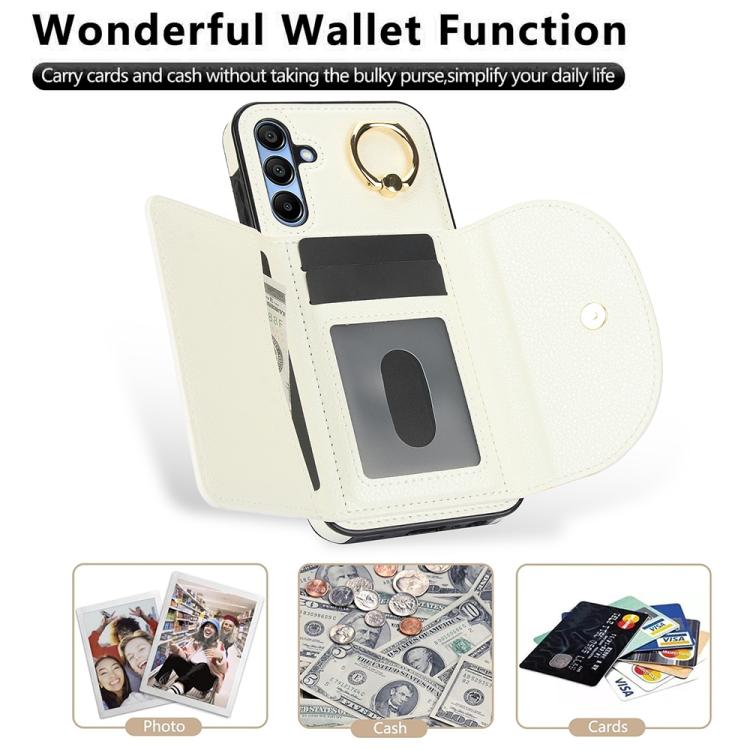 For Samsung Galaxy A15 4G / 5G Ring Holder Card Bag Skin Feel Phone Case