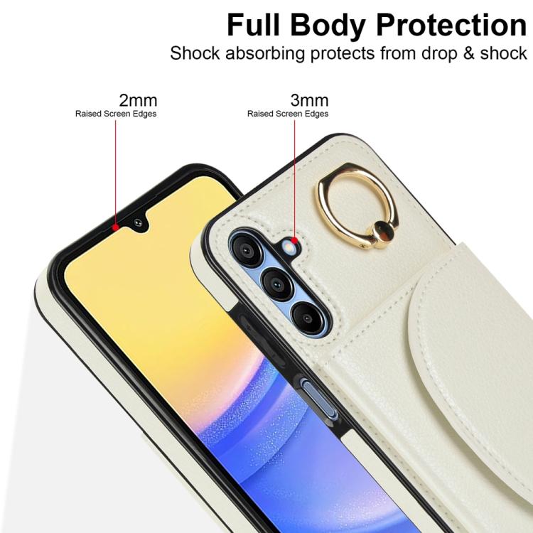 For Samsung Galaxy A15 4G / 5G Ring Holder Card Bag Skin Feel Phone Case