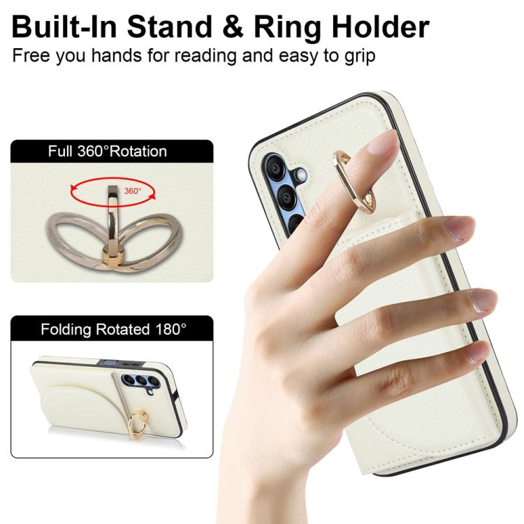 For Samsung Galaxy A15 4G / 5G Ring Holder Card Bag Skin Feel Phone Case