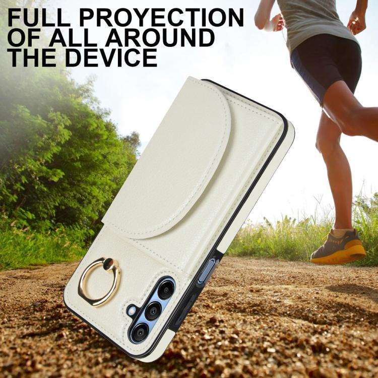 For Samsung Galaxy A15 4G / 5G Ring Holder Card Bag Skin Feel Phone Case