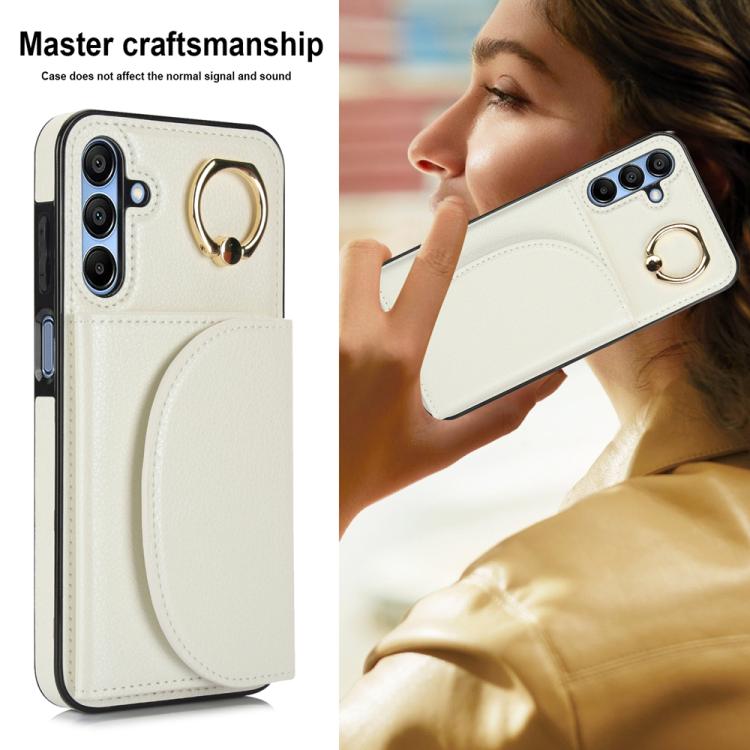 For Samsung Galaxy A15 4G / 5G Ring Holder Card Bag Skin Feel Phone Case