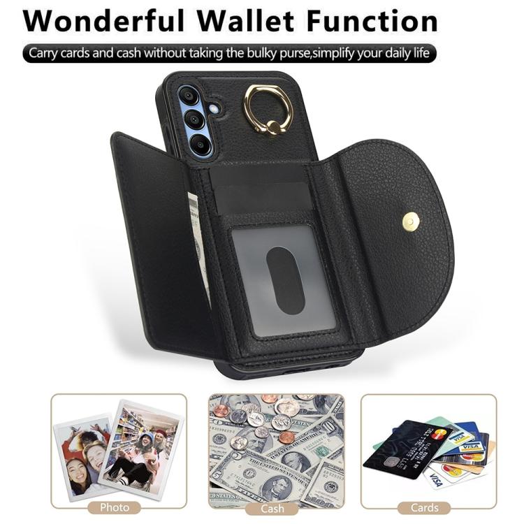 For Samsung Galaxy A15 4G / 5G Ring Holder Card Bag Skin Feel Phone Case
