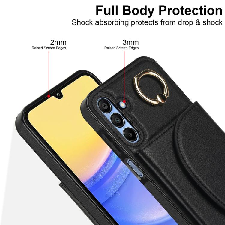 For Samsung Galaxy A15 4G / 5G Ring Holder Card Bag Skin Feel Phone Case