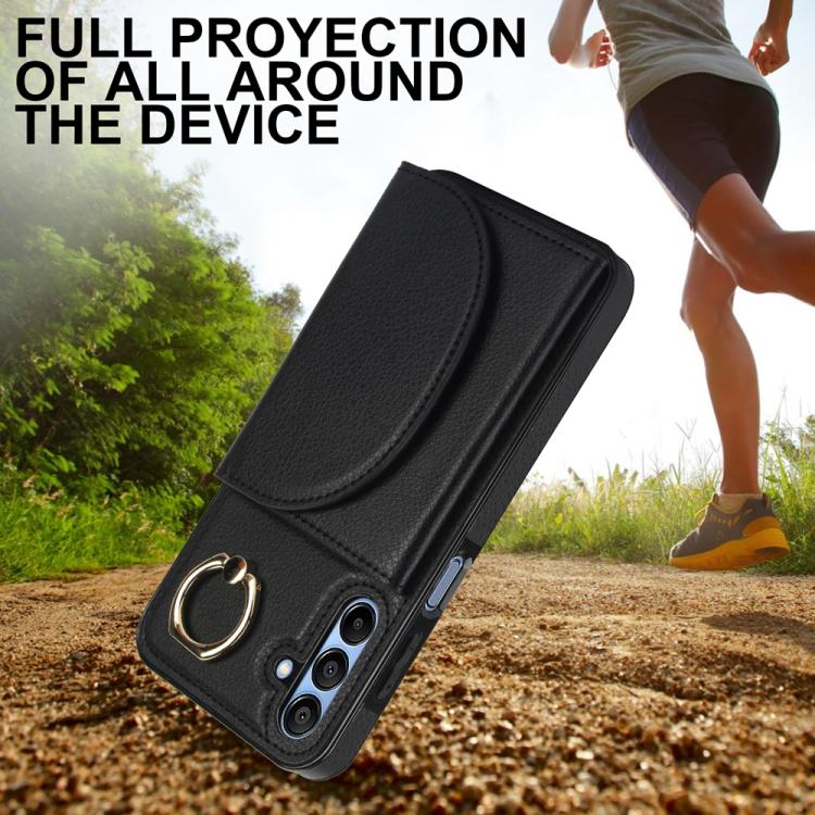 For Samsung Galaxy A15 4G / 5G Ring Holder Card Bag Skin Feel Phone Case