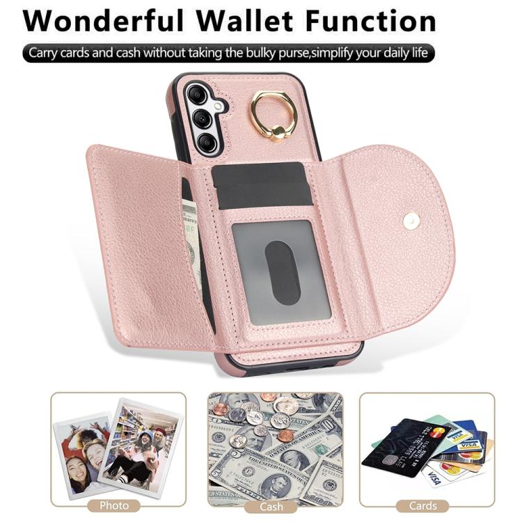 For Samsung Galaxy A16 4G / 5G Ring Holder Card Bag Skin Feel Phone Case