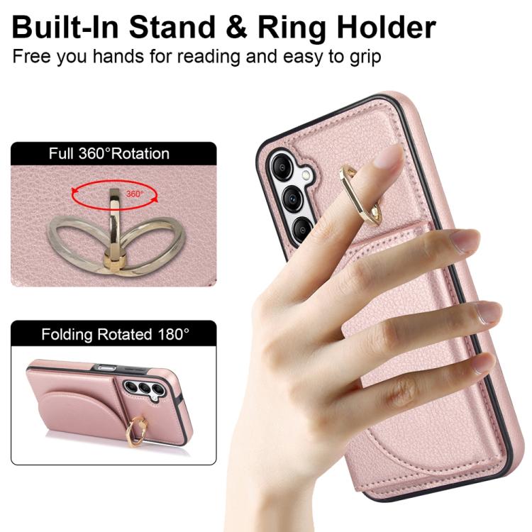 For Samsung Galaxy A16 4G / 5G Ring Holder Card Bag Skin Feel Phone Case