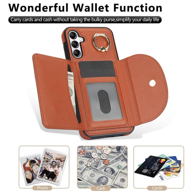 For Samsung Galaxy A16 4G / 5G Ring Holder Card Bag Skin Feel Phone Case