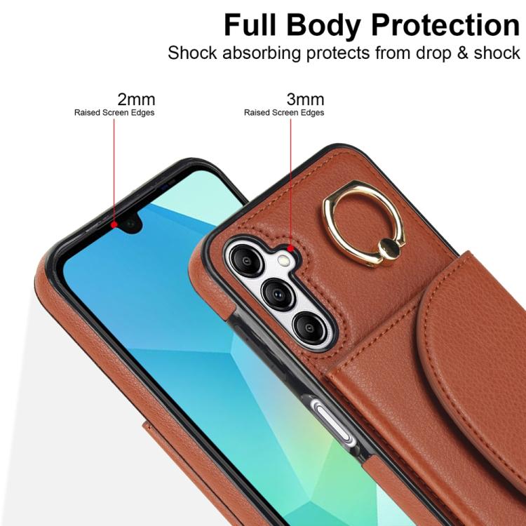 For Samsung Galaxy A16 4G / 5G Ring Holder Card Bag Skin Feel Phone Case