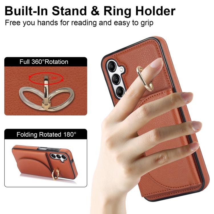 For Samsung Galaxy A16 4G / 5G Ring Holder Card Bag Skin Feel Phone Case