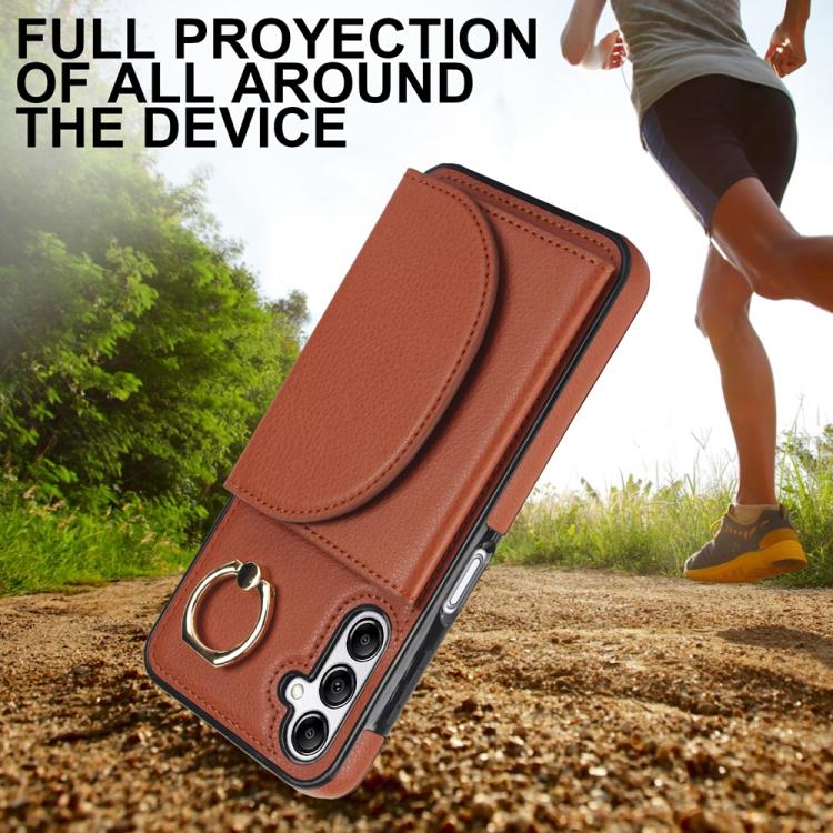 For Samsung Galaxy A16 4G / 5G Ring Holder Card Bag Skin Feel Phone Case