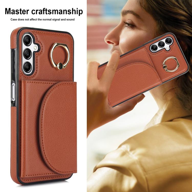For Samsung Galaxy A16 4G / 5G Ring Holder Card Bag Skin Feel Phone Case