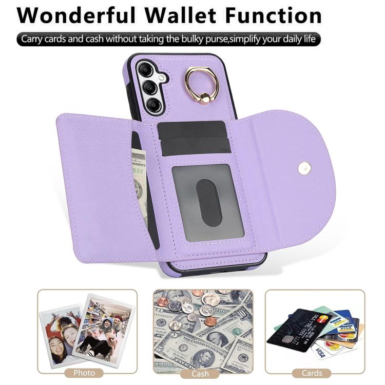 For Samsung Galaxy A16 4G / 5G Ring Holder Card Bag Skin Feel Phone Case