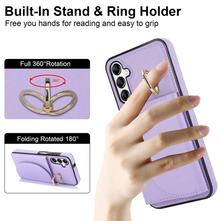 For Samsung Galaxy A16 4G / 5G Ring Holder Card Bag Skin Feel Phone Case