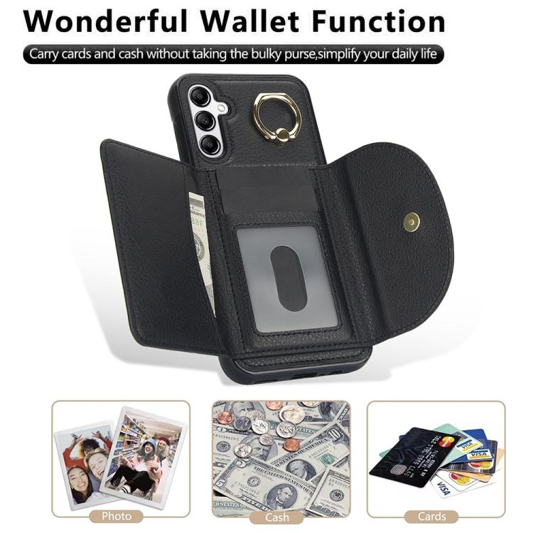 For Samsung Galaxy A16 4G / 5G Ring Holder Card Bag Skin Feel Phone Case