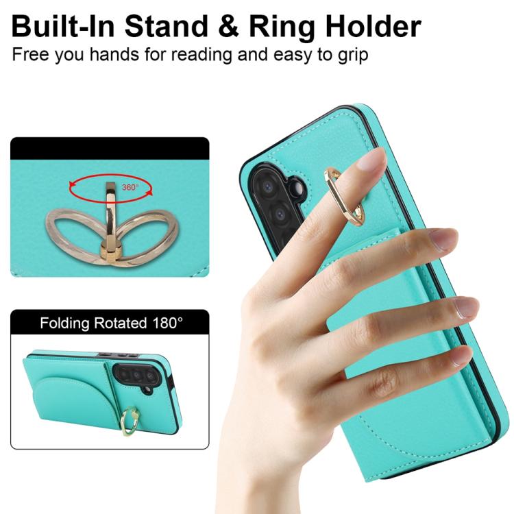 For Samsung Galaxy A36 5G Ring Holder Card Bag Skin Feel Phone Case