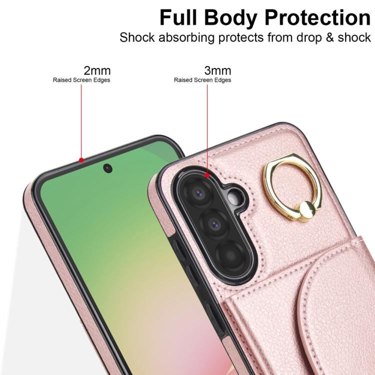 For Samsung Galaxy A36 5G Ring Holder Card Bag Skin Feel Phone Case