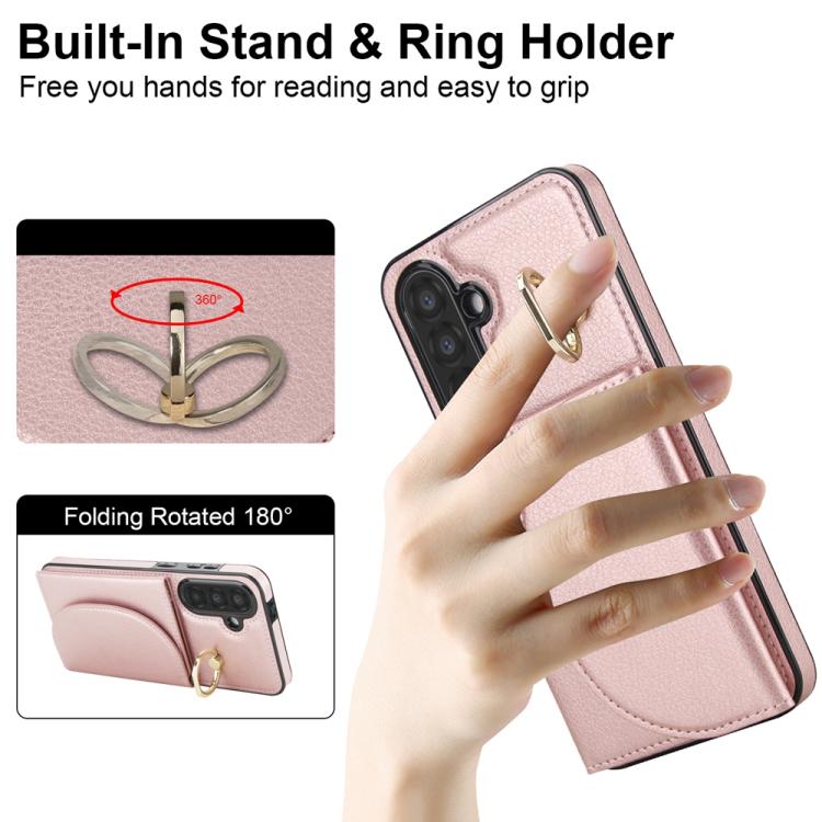For Samsung Galaxy A36 5G Ring Holder Card Bag Skin Feel Phone Case