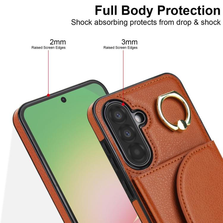 For Samsung Galaxy A36 5G Ring Holder Card Bag Skin Feel Phone Case