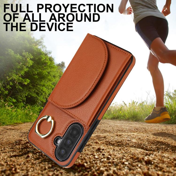 For Samsung Galaxy A36 5G Ring Holder Card Bag Skin Feel Phone Case