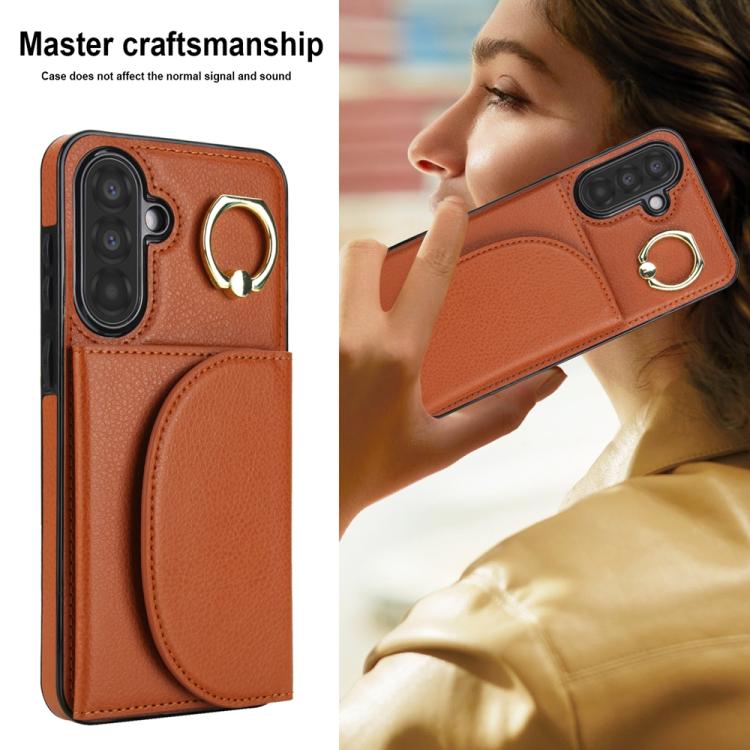 For Samsung Galaxy A36 5G Ring Holder Card Bag Skin Feel Phone Case