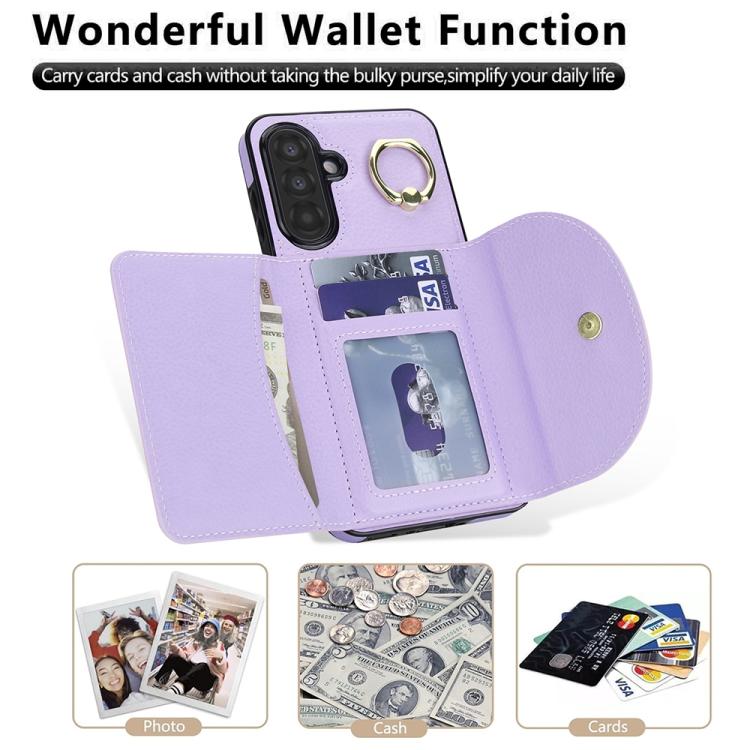 For Samsung Galaxy A36 5G Ring Holder Card Bag Skin Feel Phone Case