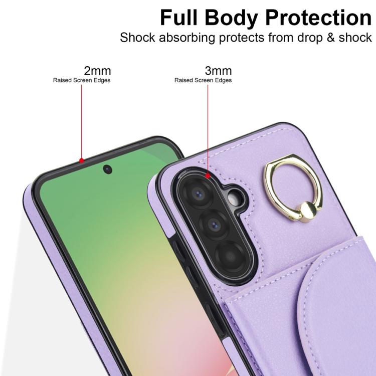 For Samsung Galaxy A36 5G Ring Holder Card Bag Skin Feel Phone Case