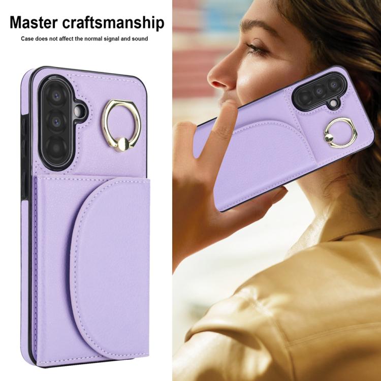 For Samsung Galaxy A36 5G Ring Holder Card Bag Skin Feel Phone Case