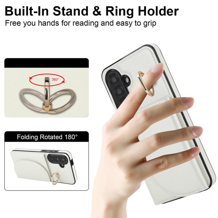 For Samsung Galaxy A36 5G Ring Holder Card Bag Skin Feel Phone Case