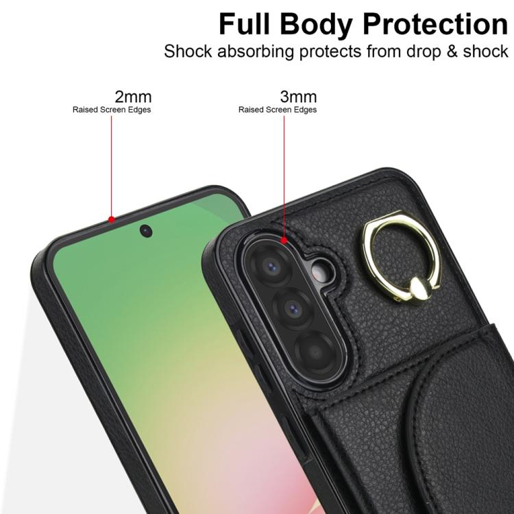 For Samsung Galaxy A36 5G Ring Holder Card Bag Skin Feel Phone Case