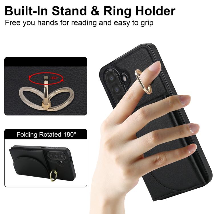 For Samsung Galaxy A36 5G Ring Holder Card Bag Skin Feel Phone Case