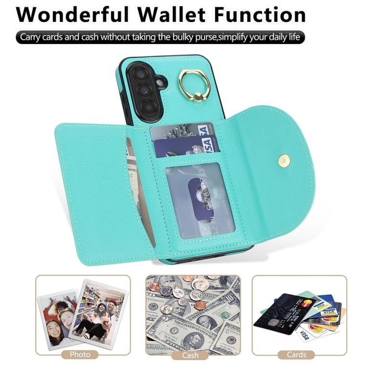 For Samsung Galaxy A56 5G Ring Holder Card Bag Skin Feel Phone Case