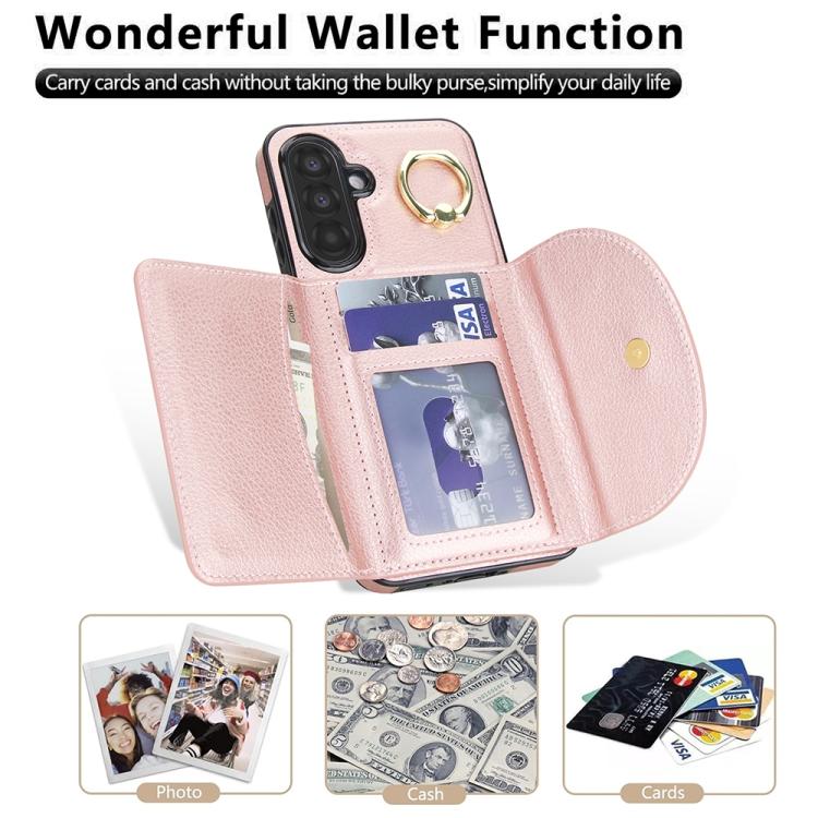 For Samsung Galaxy A56 5G Ring Holder Card Bag Skin Feel Phone Case