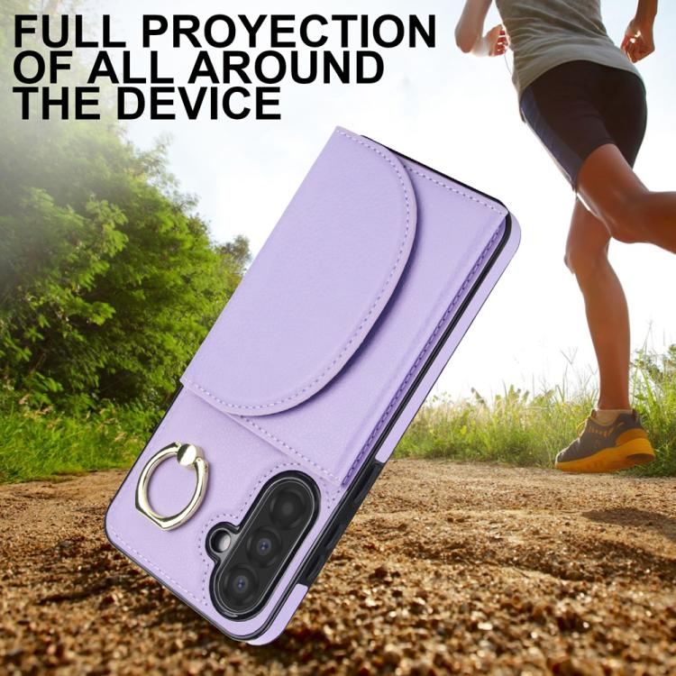 For Samsung Galaxy A56 5G Ring Holder Card Bag Skin Feel Phone Case