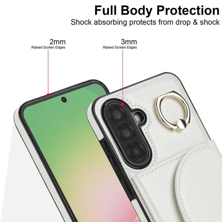 For Samsung Galaxy A56 5G Ring Holder Card Bag Skin Feel Phone Case