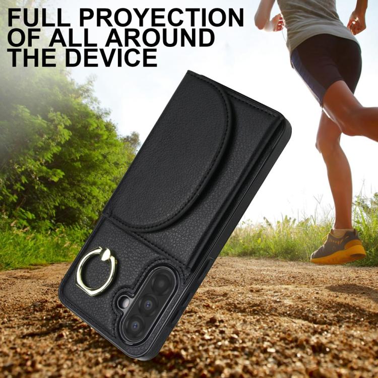 For Samsung Galaxy A56 5G Ring Holder Card Bag Skin Feel Phone Case
