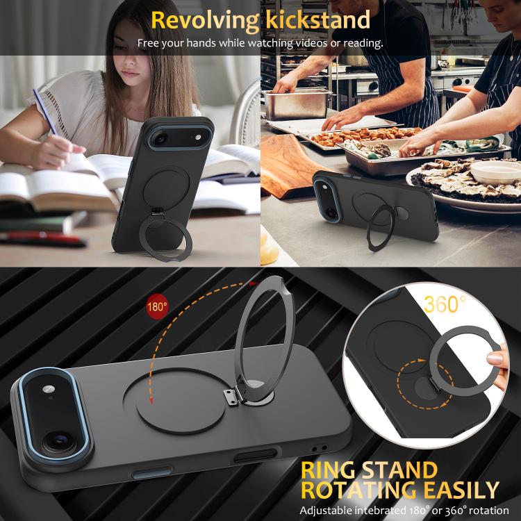 For iPhone Air Gen1.5 Pivot Ring Holder TPU Hybrid PC Phone Case