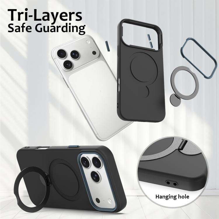 For iPhone 17 Pro Gen1.5 Pivot Ring Holder TPU Hybrid PC Phone Case