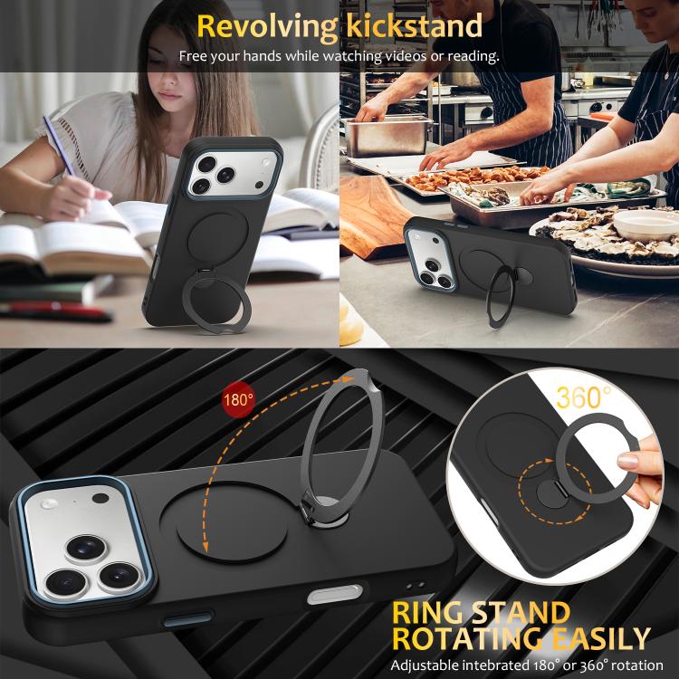 For iPhone 17 Pro Max Gen1.5 Pivot Ring Holder TPU Hybrid PC Phone Case