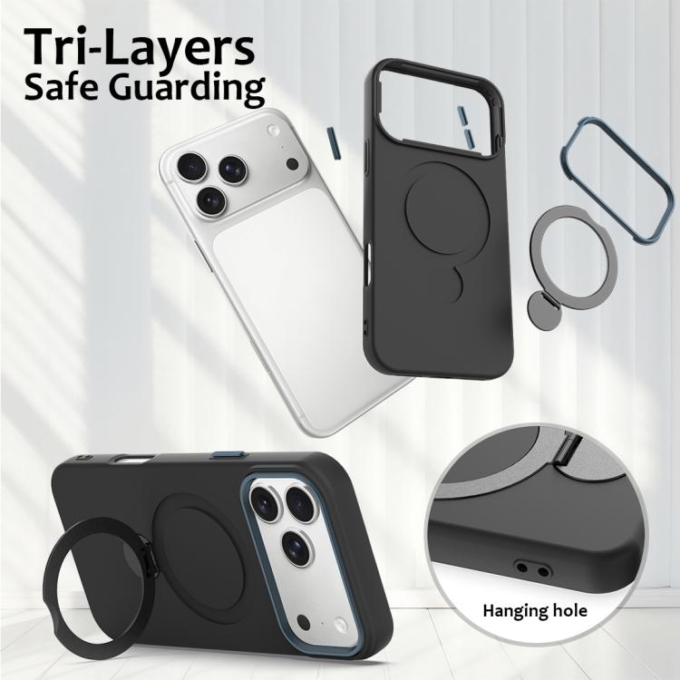 For iPhone 17 Pro Max Gen1.5 Pivot Ring Holder TPU Hybrid PC Phone Case