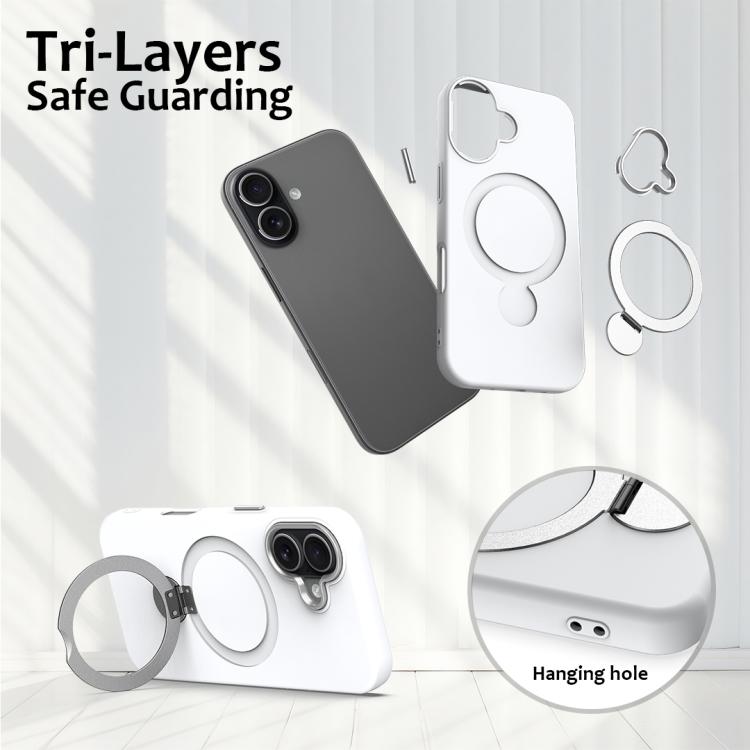 For iPhone 17 Gen1.5 Pivot Ring Holder TPU Hybrid PC Phone Case