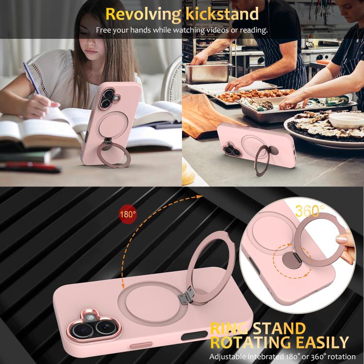 For iPhone 17 Gen1.5 Pivot Ring Holder TPU Hybrid PC Phone Case