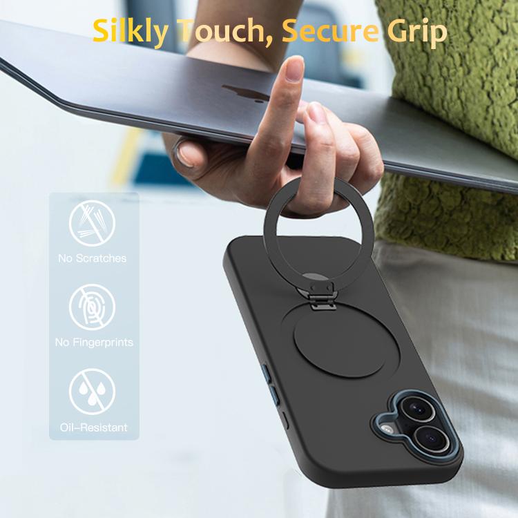 For iPhone 17 Gen1.5 Pivot Ring Holder TPU Hybrid PC Phone Case
