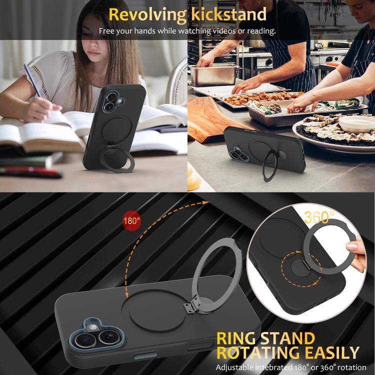 For iPhone 17 Gen1.5 Pivot Ring Holder TPU Hybrid PC Phone Case