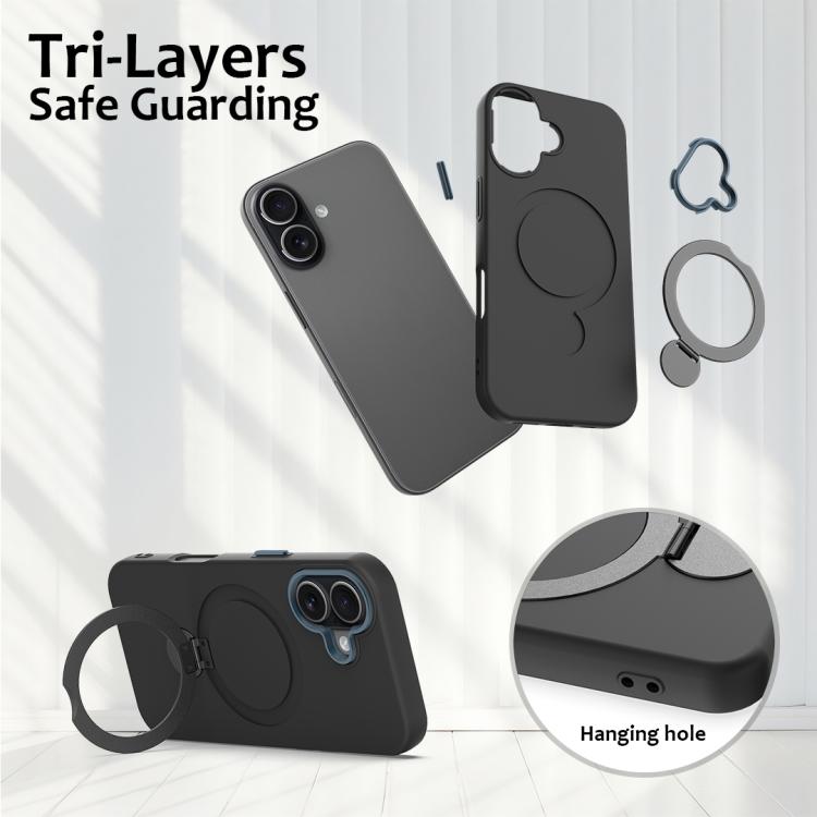For iPhone 17 Gen1.5 Pivot Ring Holder TPU Hybrid PC Phone Case