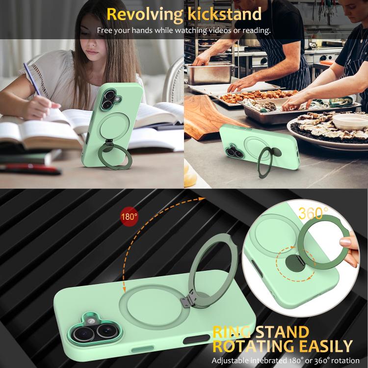 For iPhone 17 Gen1.5 Pivot Ring Holder TPU Hybrid PC Phone Case