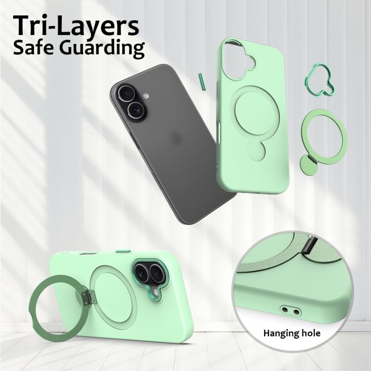 For iPhone 17 Gen1.5 Pivot Ring Holder TPU Hybrid PC Phone Case