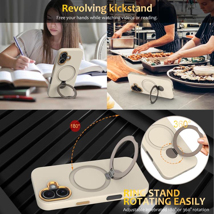 For iPhone 17 Gen1.5 Pivot Ring Holder TPU Hybrid PC Phone Case